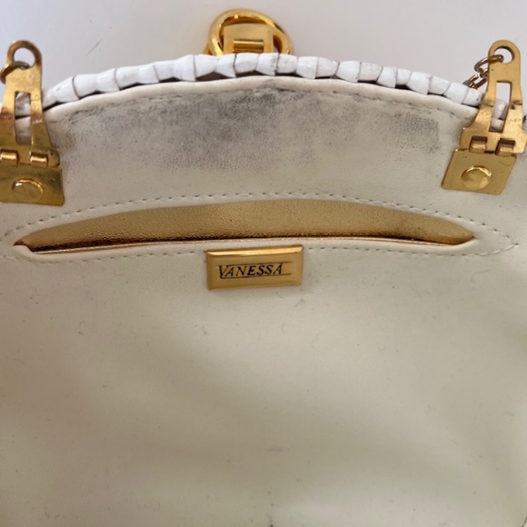 Vintage White Wicker Rattan Wood Clutch/Shoulder Bag - Picture 3 of 7